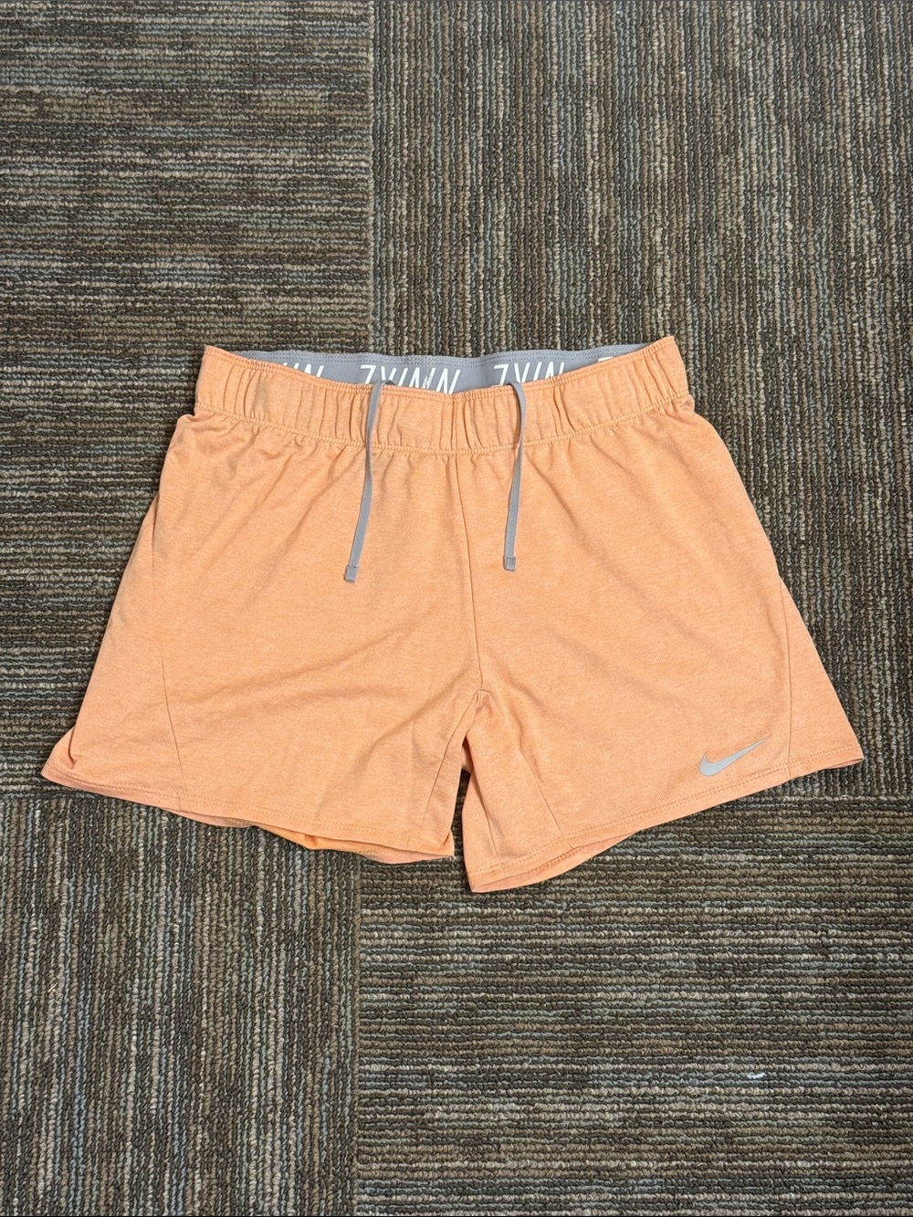Nike Peach-Orange Training Shorts with Grey Drawstring